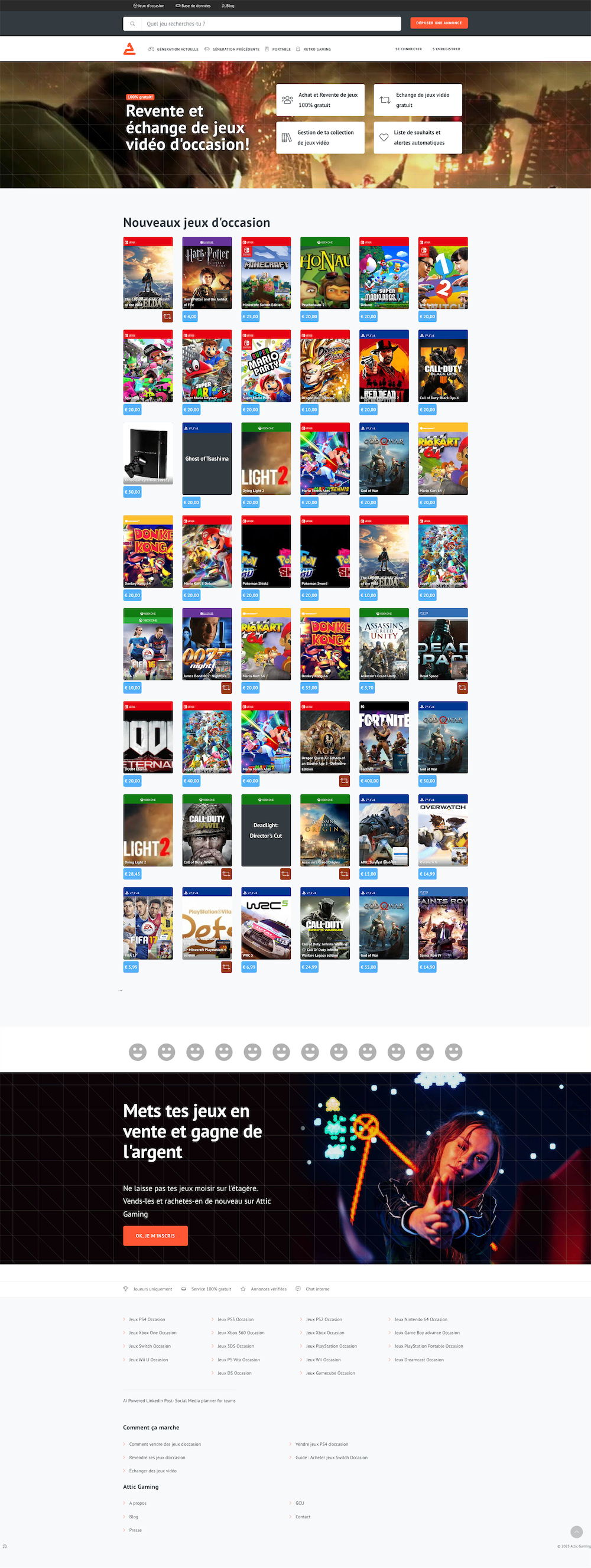 Attic Gaming Marketplace - Main View