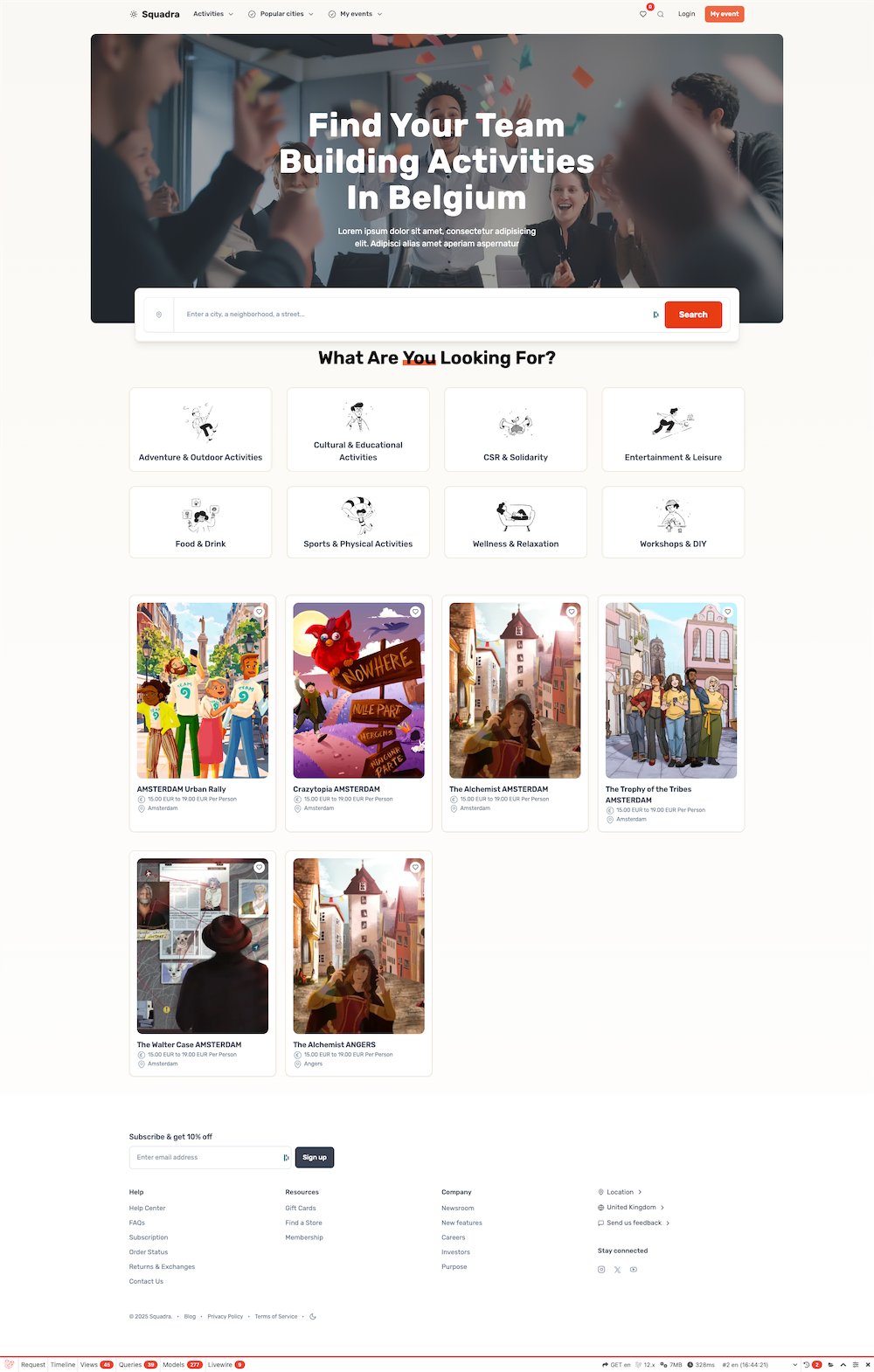 Squadra — Team-Building Marketplace - Main View